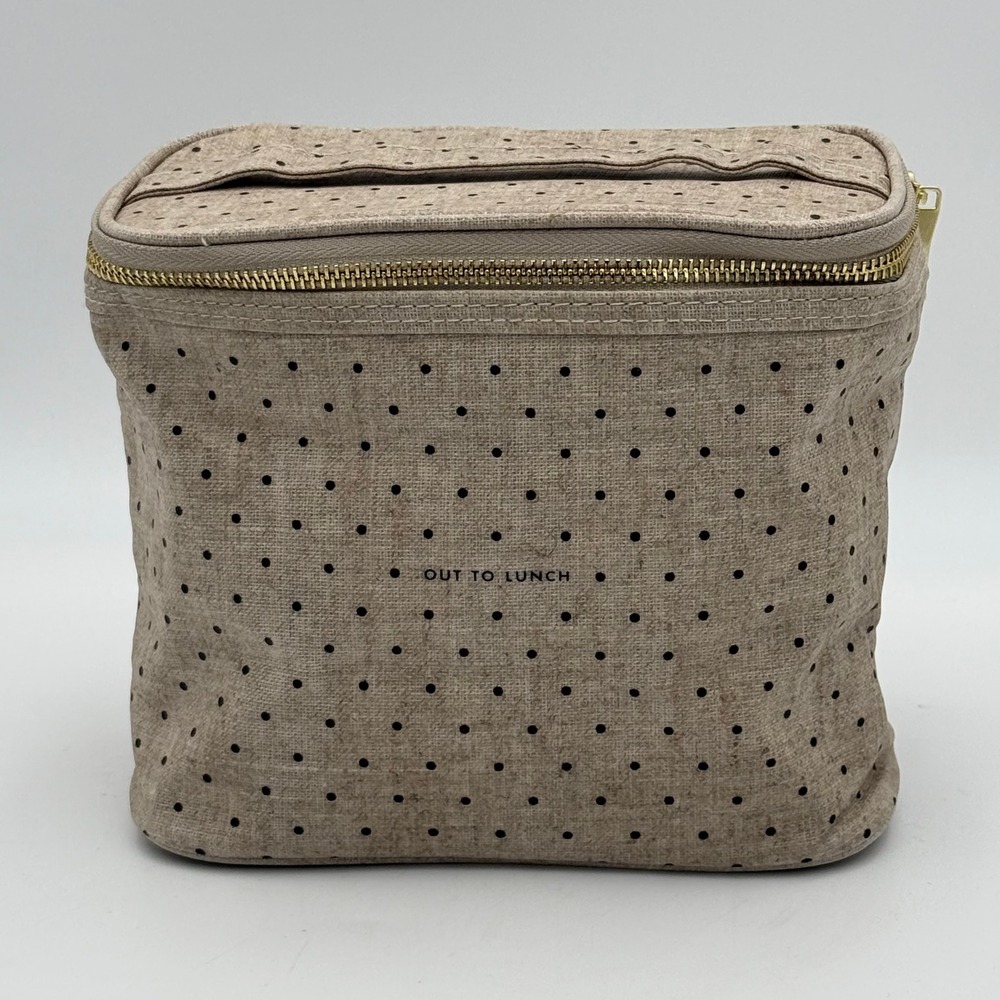 Kate Spade New York Out To Lunch Polka Dot Insulated Lunch Bag Tote Beige Black - Picture 4 of 9